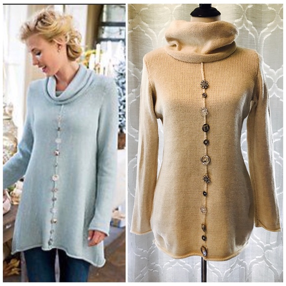 Soft Surroundings Sweaters - Soft Surroundings Sweater Cream Warm Beaded Cowl